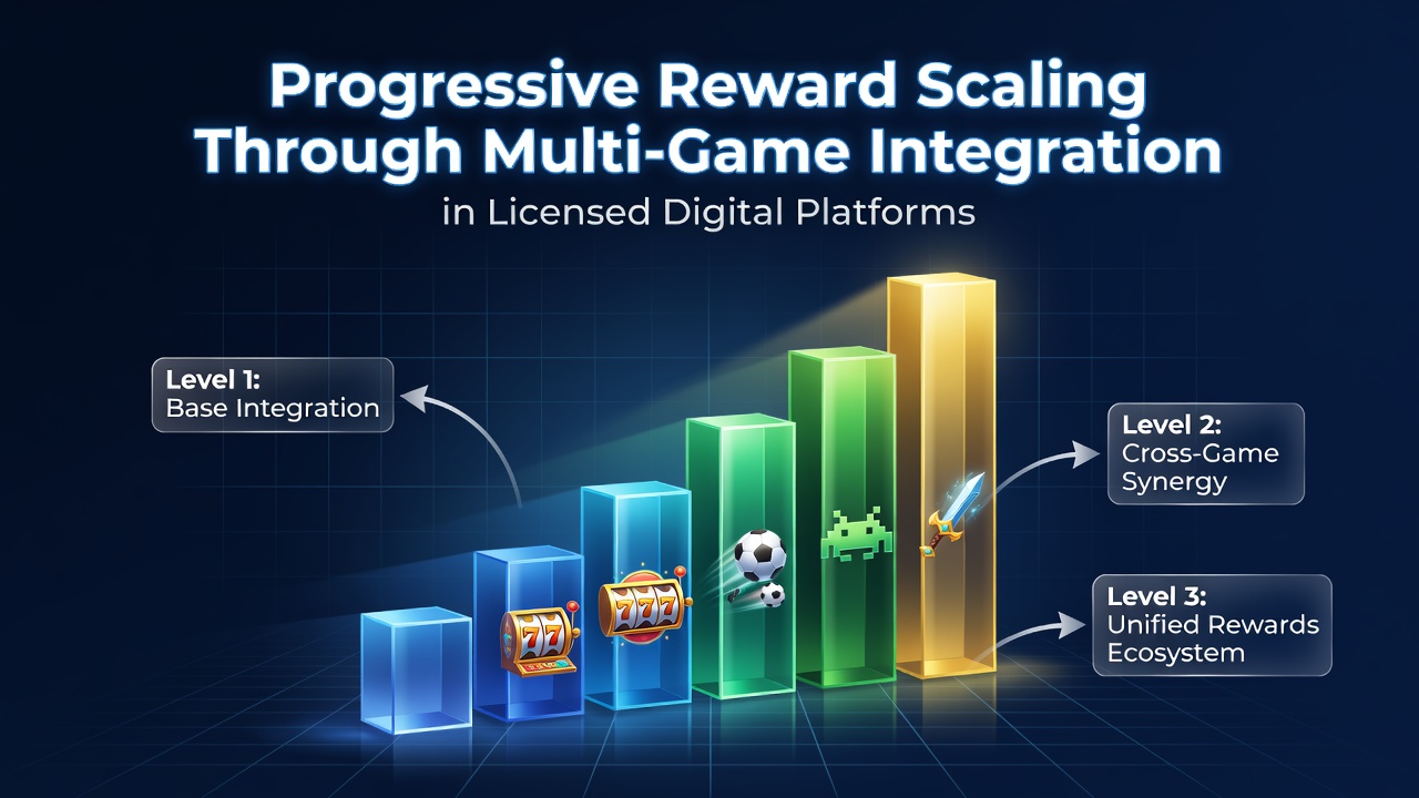 Darstellung einer digitalen Plattform mit integrierten Spielmodulen und gestaffelten Belohnungssystemen